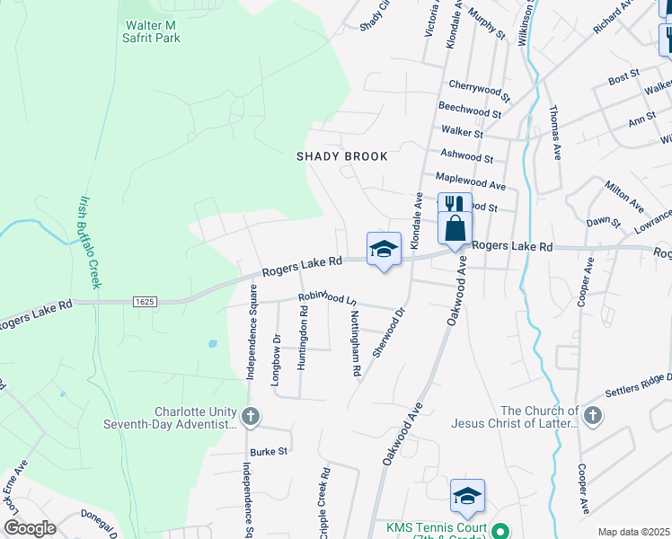 map of restaurants, bars, coffee shops, grocery stores, and more near 1101 Rogers Lake Road in Kannapolis