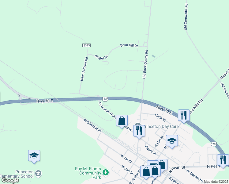 map of restaurants, bars, coffee shops, grocery stores, and more near 121 Majestic Drive in Princeton