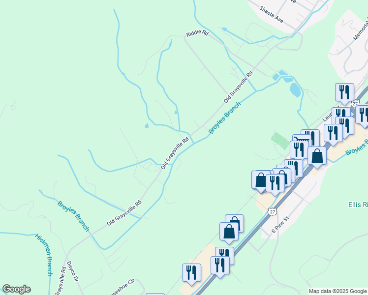 map of restaurants, bars, coffee shops, grocery stores, and more near 1421 Old Graysville Rd in Dayton