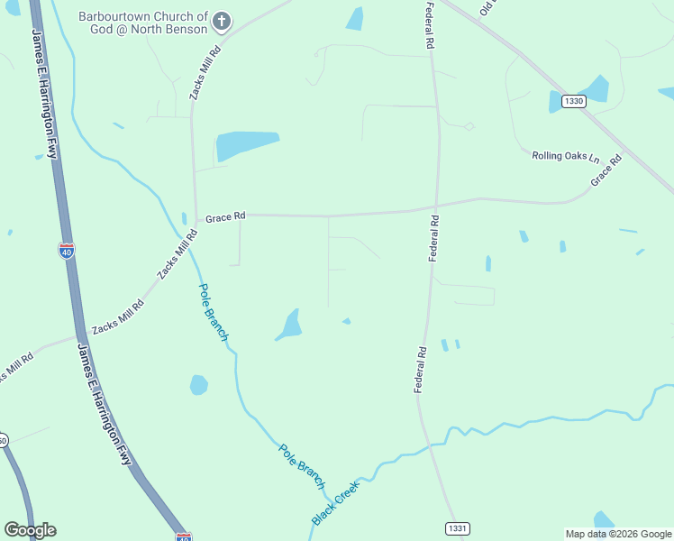 map of restaurants, bars, coffee shops, grocery stores, and more near 894 Grace Road in Benson