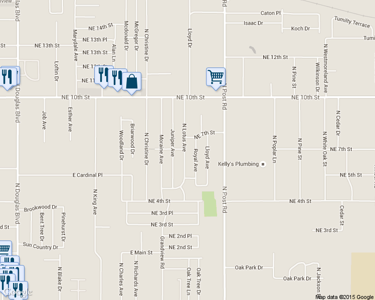 map of restaurants, bars, coffee shops, grocery stores, and more near 644 North Lotus Avenue in Midwest City