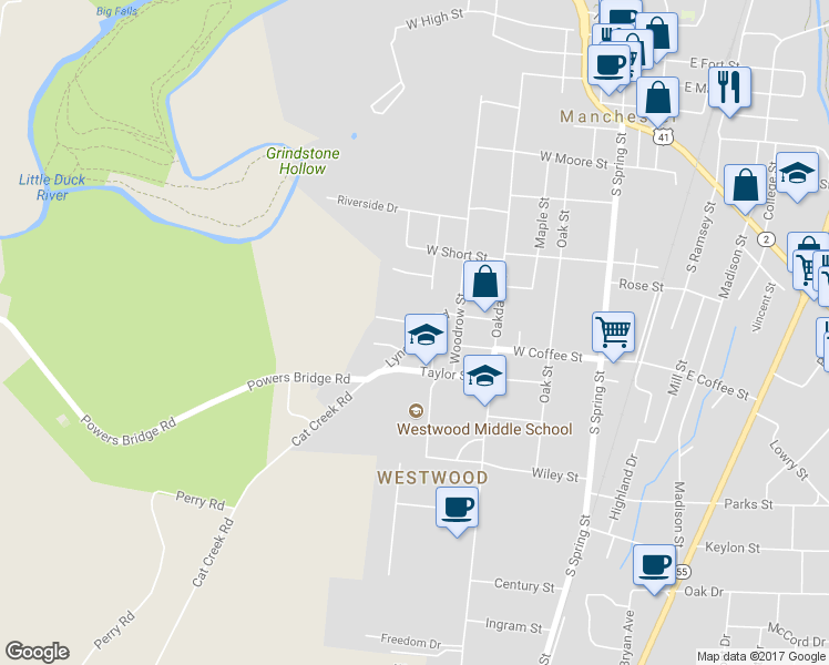 map of restaurants, bars, coffee shops, grocery stores, and more near 19 Lynchburg Road in Manchester