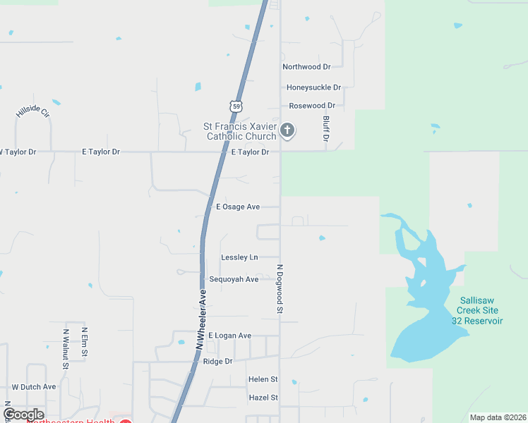 map of restaurants, bars, coffee shops, grocery stores, and more near 802 Osage Street in Sallisaw