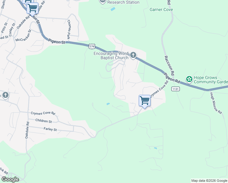 map of restaurants, bars, coffee shops, grocery stores, and more near 390 Hawks Crest Drive in Waynesville