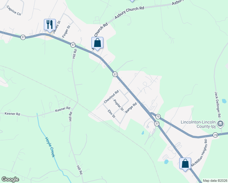 map of restaurants, bars, coffee shops, grocery stores, and more near 3061 Chestnut Road in Lincolnton