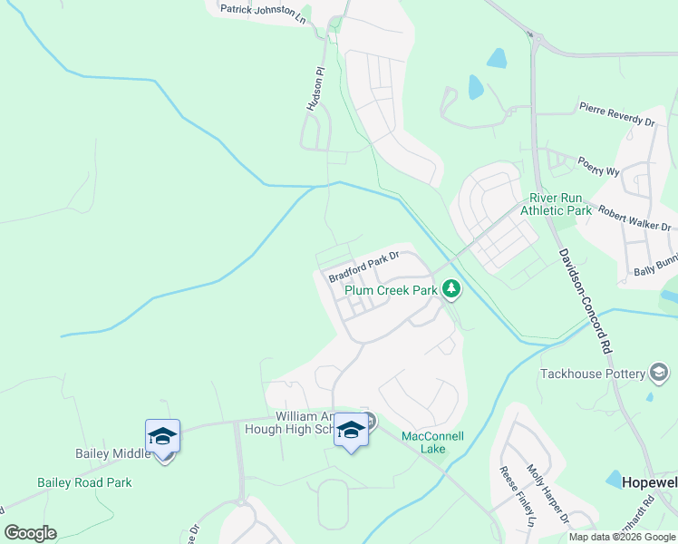 map of restaurants, bars, coffee shops, grocery stores, and more near 12436 Bradford Park Drive in Davidson