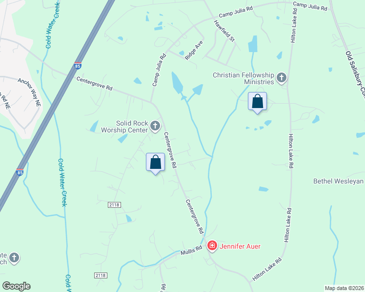 map of restaurants, bars, coffee shops, grocery stores, and more near 3055 Mocking Bird Lane in Kannapolis