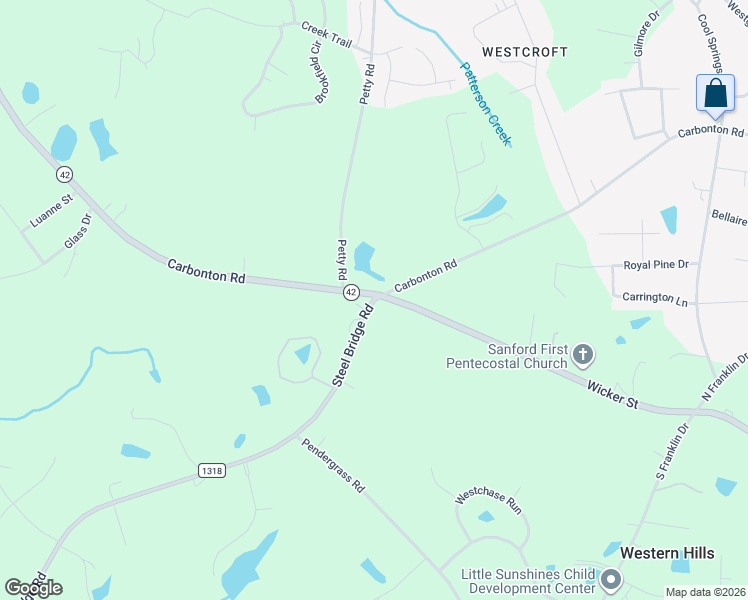 map of restaurants, bars, coffee shops, grocery stores, and more near State Road 1318 in Sanford