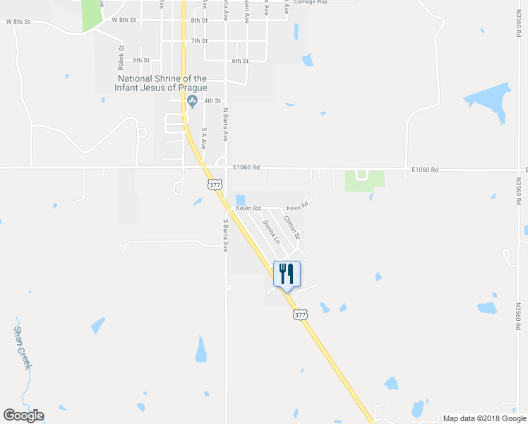 map of restaurants, bars, coffee shops, grocery stores, and more near 306 Donna Lane in Prague