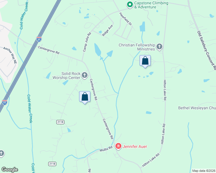 map of restaurants, bars, coffee shops, grocery stores, and more near 3122 Mocking Bird Lane in Kannapolis