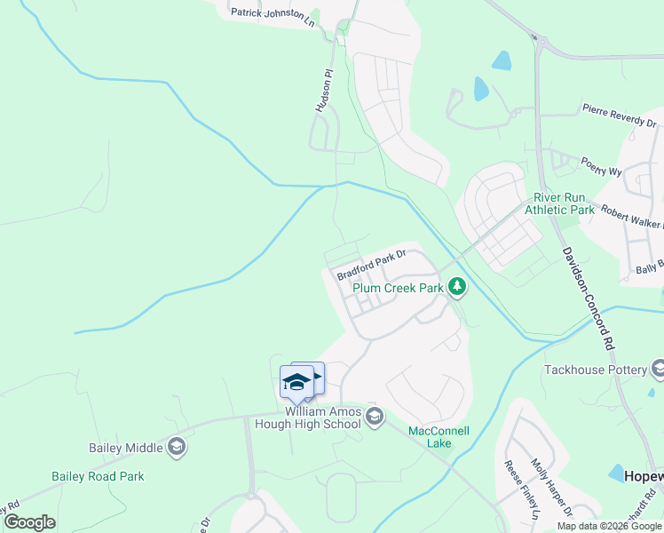 map of restaurants, bars, coffee shops, grocery stores, and more near 11605 Bradford Park Drive in Davidson