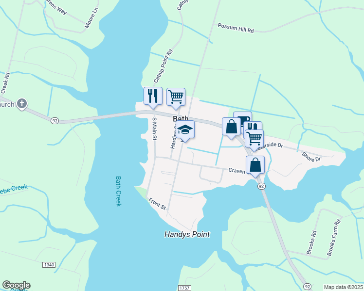 map of restaurants, bars, coffee shops, grocery stores, and more near King Street in Bath