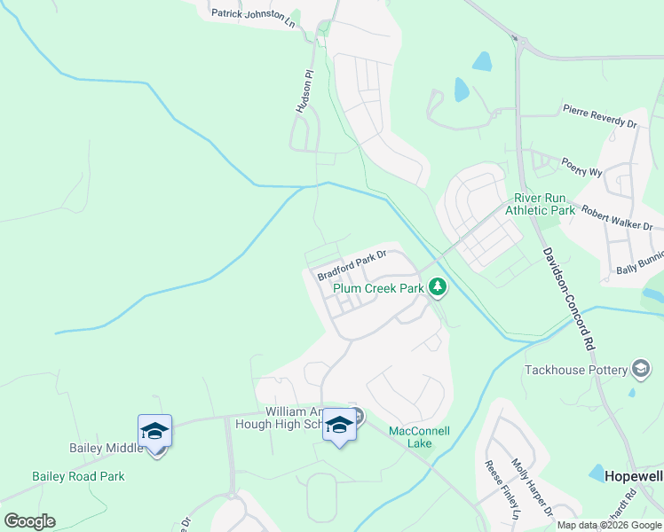 map of restaurants, bars, coffee shops, grocery stores, and more near 12436 Bradford Park Drive in Davidson