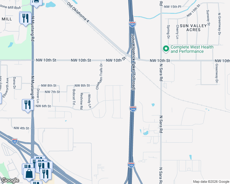 map of restaurants, bars, coffee shops, grocery stores, and more near 708 Bison Crossing Drive in Yukon