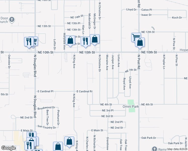 map of restaurants, bars, coffee shops, grocery stores, and more near 704 Briarwood Drive in Midwest City