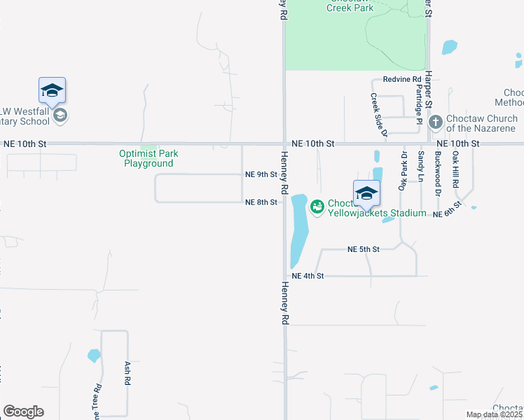 map of restaurants, bars, coffee shops, grocery stores, and more near 13806 Northeast 8th Street in Choctaw