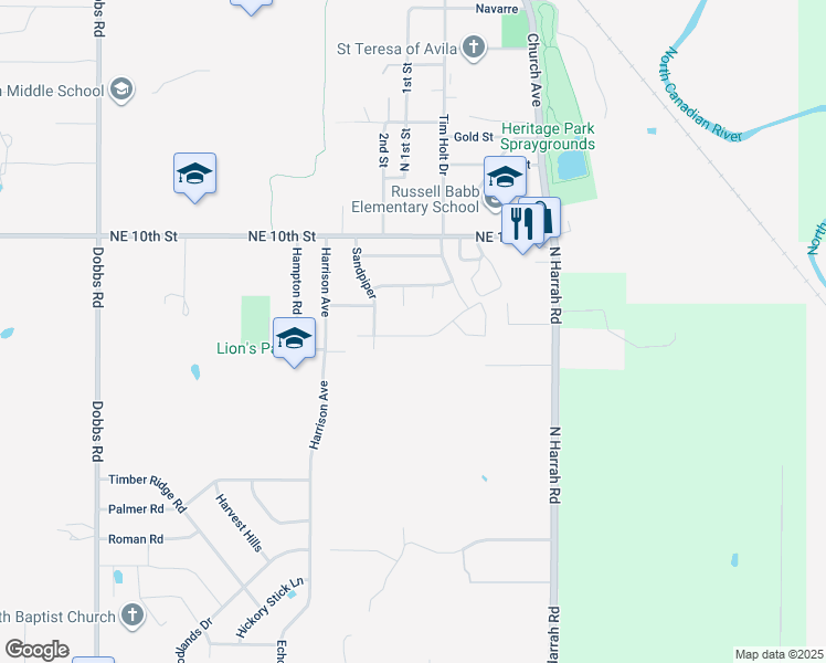map of restaurants, bars, coffee shops, grocery stores, and more near 20608 Brush Creek Boulevard in Harrah