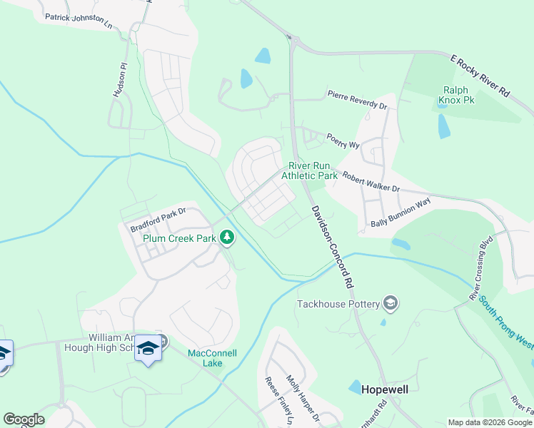 map of restaurants, bars, coffee shops, grocery stores, and more near 11440 Westbranch Parkway in Davidson
