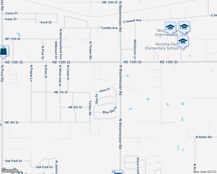 map of restaurants, bars, coffee shops, grocery stores, and more near 10845 Sara Court in Midwest City