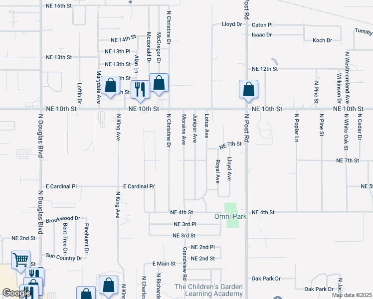 map of restaurants, bars, coffee shops, grocery stores, and more near 716 Moraine Avenue in Midwest City