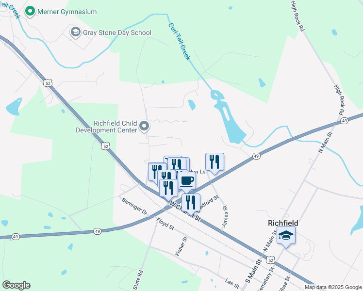 map of restaurants, bars, coffee shops, grocery stores, and more near 109 Shaver Street in Richfield