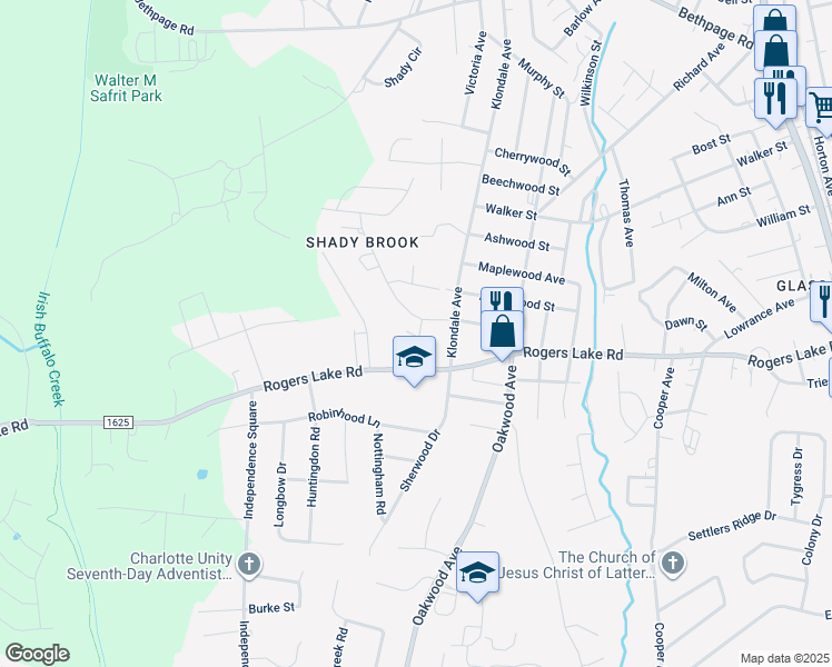 map of restaurants, bars, coffee shops, grocery stores, and more near 909 Sprucewood Street in Kannapolis