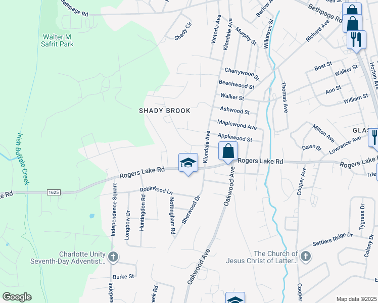 map of restaurants, bars, coffee shops, grocery stores, and more near 909 Sprucewood Street in Kannapolis
