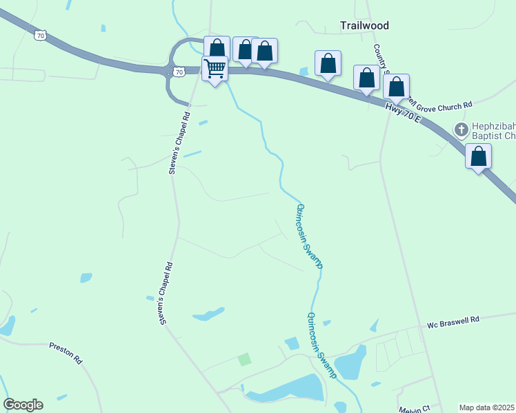 map of restaurants, bars, coffee shops, grocery stores, and more near 406 Jackson Pond Drive in Smithfield
