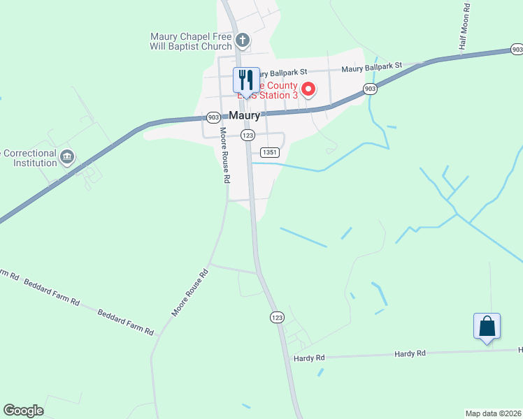 map of restaurants, bars, coffee shops, grocery stores, and more near 2-90 Hinnant St in Hookerton