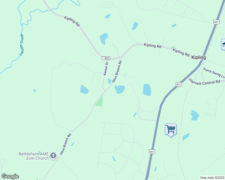 map of restaurants, bars, coffee shops, grocery stores, and more near 1214 Olive Branch Road in Fuquay-Varina