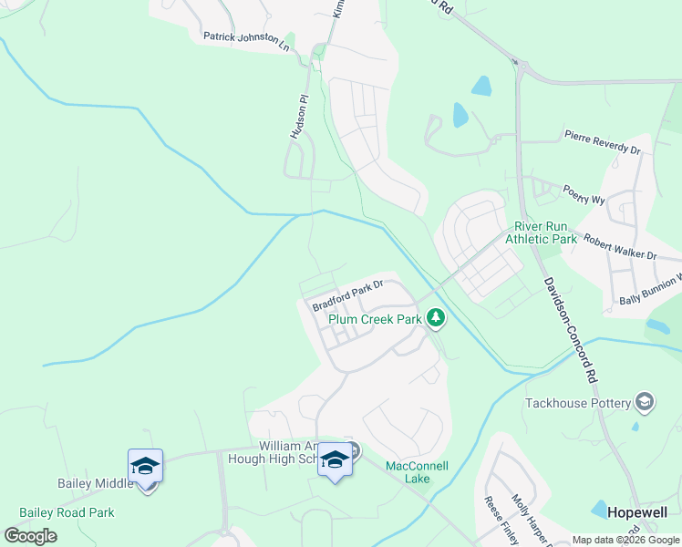 map of restaurants, bars, coffee shops, grocery stores, and more near 12416 Bradford Park Drive in Davidson