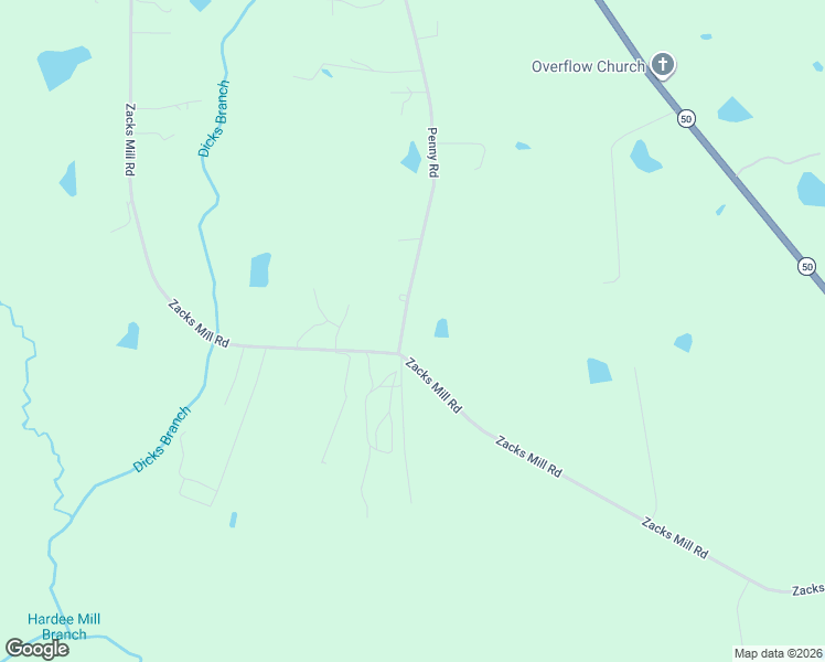 map of restaurants, bars, coffee shops, grocery stores, and more near 821 Penny Road in Angier