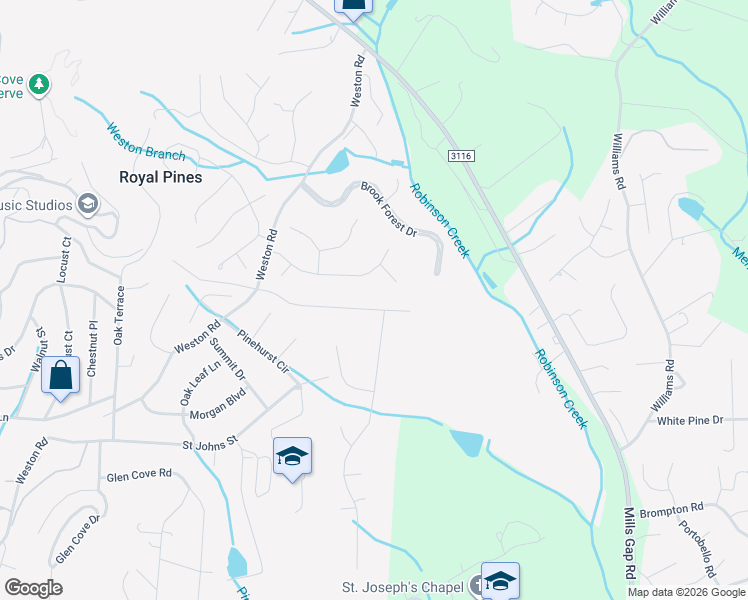 map of restaurants, bars, coffee shops, grocery stores, and more near 6 Turnberry Place in Arden