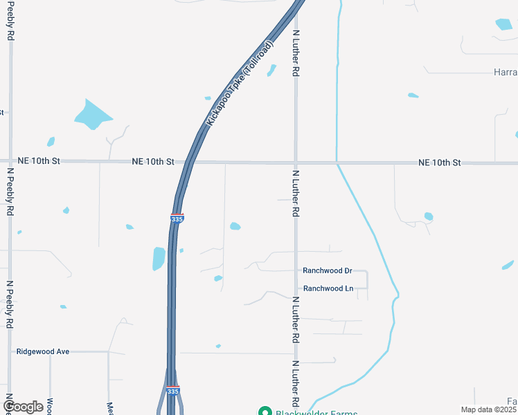 map of restaurants, bars, coffee shops, grocery stores, and more near 901 North Luther Road in Harrah