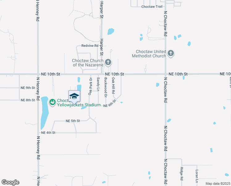 map of restaurants, bars, coffee shops, grocery stores, and more near 810 Oak Hill Rd in Choctaw