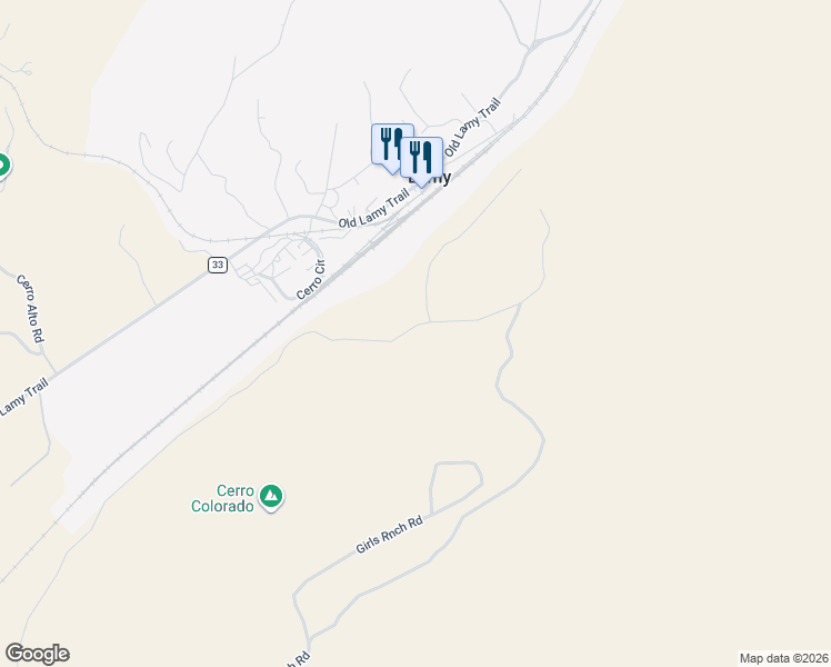 map of restaurants, bars, coffee shops, grocery stores, and more near 210 River Bank Road in Lamy