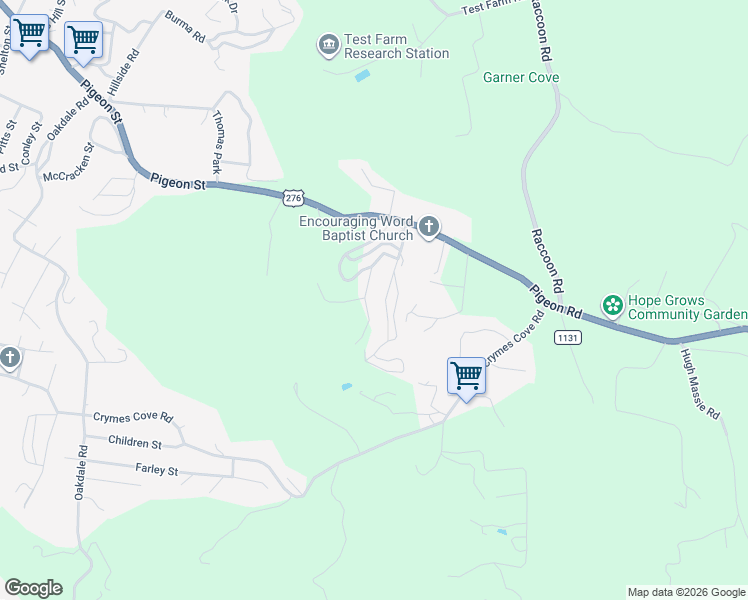 map of restaurants, bars, coffee shops, grocery stores, and more near 200 Hawks Crest Drive in Waynesville
