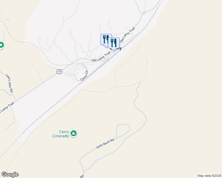 map of restaurants, bars, coffee shops, grocery stores, and more near 210 River Bank Road in Lamy