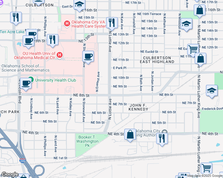 map of restaurants, bars, coffee shops, grocery stores, and more near 914 North Lottie Avenue in Oklahoma City