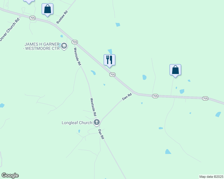 map of restaurants, bars, coffee shops, grocery stores, and more near 2650 North Carolina 705 in Robbins