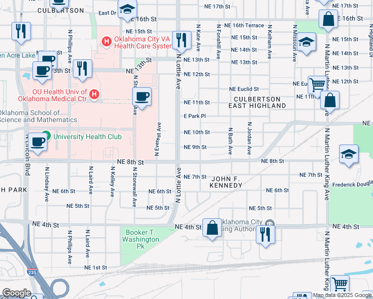 map of restaurants, bars, coffee shops, grocery stores, and more near 914 North Lottie Avenue in Oklahoma City