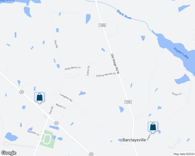 map of restaurants, bars, coffee shops, grocery stores, and more near 195 Oxford Woods Drive in Angier