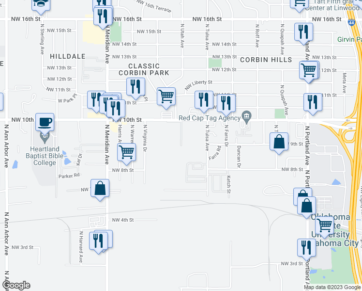 map of restaurants, bars, coffee shops, grocery stores, and more near 4200 Sparta Street in Oklahoma City