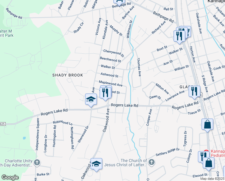 map of restaurants, bars, coffee shops, grocery stores, and more near 778 Applewood Street in Kannapolis