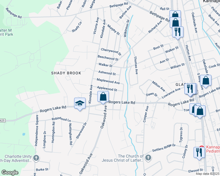 map of restaurants, bars, coffee shops, grocery stores, and more near 778 Applewood Street in Kannapolis