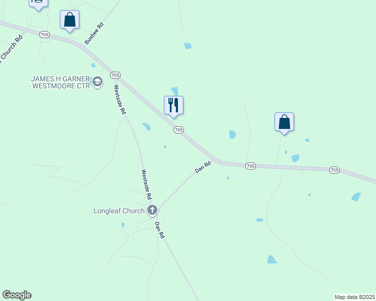 map of restaurants, bars, coffee shops, grocery stores, and more near 2650 North Carolina 705 in Robbins
