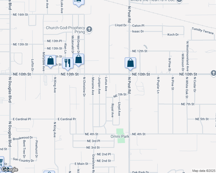 map of restaurants, bars, coffee shops, grocery stores, and more near 908 North Lotus Avenue in Midwest City