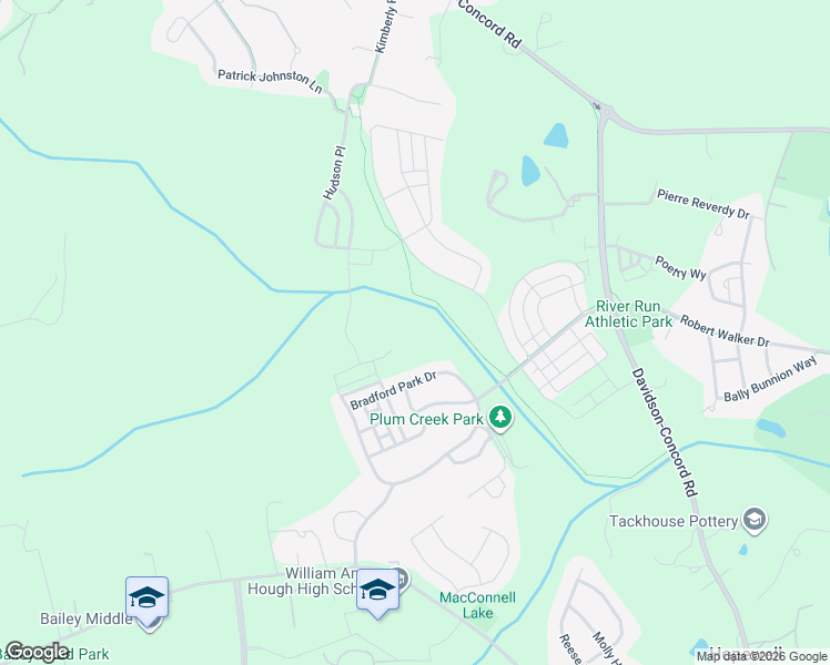 map of restaurants, bars, coffee shops, grocery stores, and more near 12322 Bradford Park Drive in Davidson