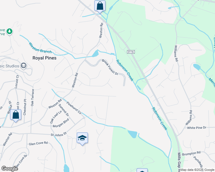map of restaurants, bars, coffee shops, grocery stores, and more near 6 Turnberry Place in Arden