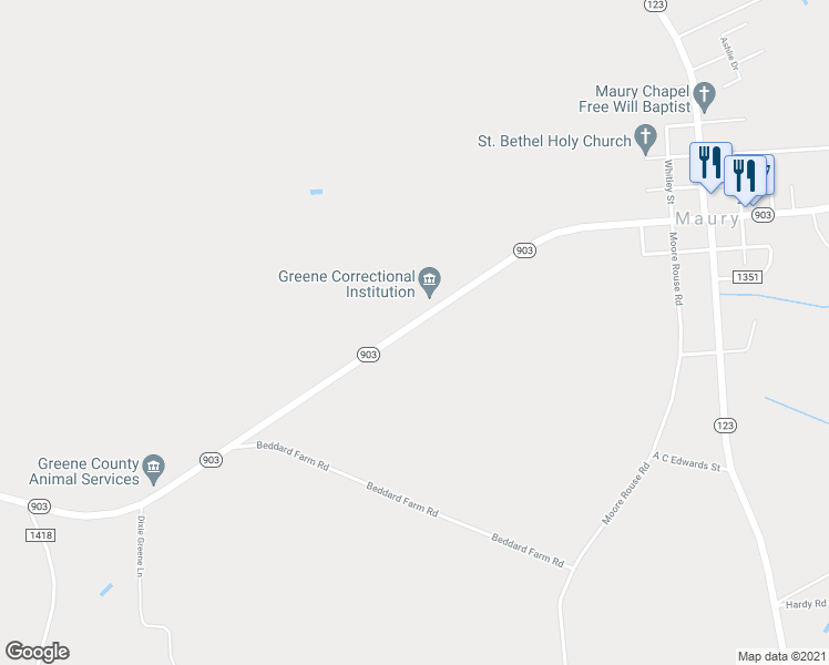 map of restaurants, bars, coffee shops, grocery stores, and more near 2646 Hwy 903 N in Snow Hill